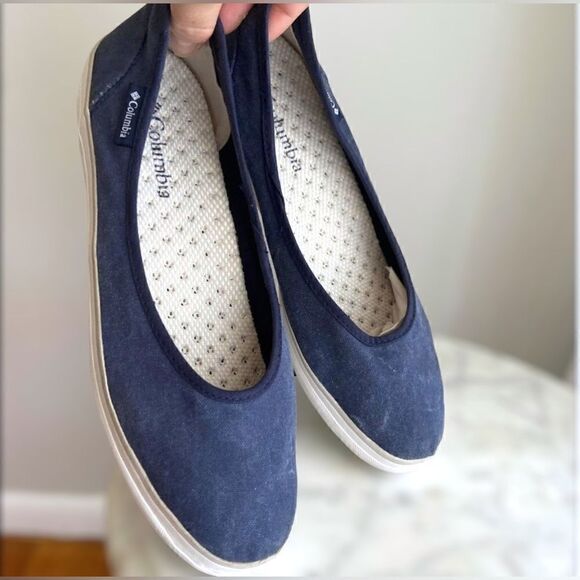 Columbia Crankbait Slip-ons Flats Boat Shoes Navy Denim Size 9.5 - Picture 2 of 13